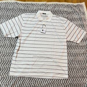Marbas Classic White Striped Men's Polo Golf Shirt-size XL (BNWT) Made in Italy
